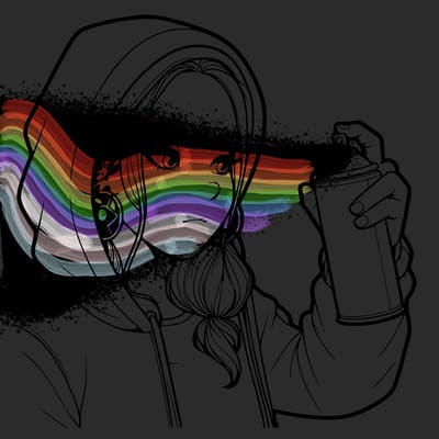 a realistic girl, spray painting