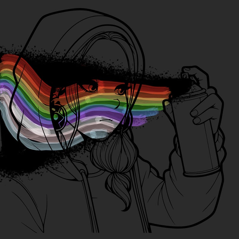 a realistic girl, spray painting