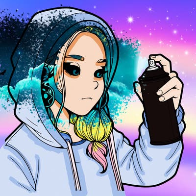 a realistic girl, spray painting