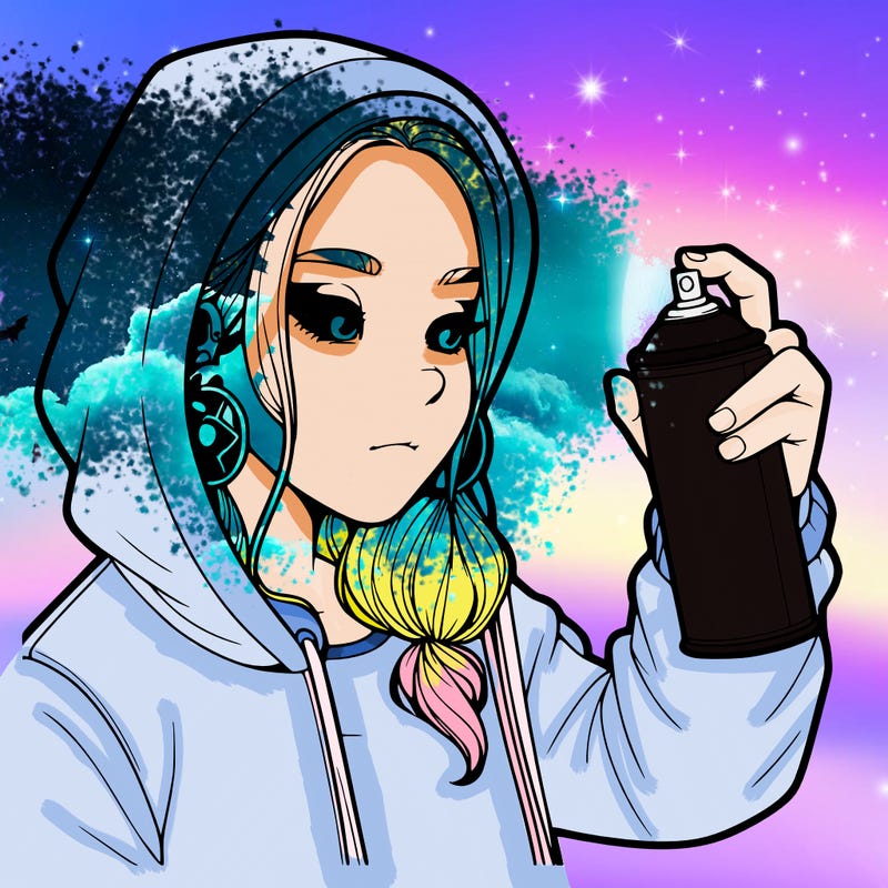 a realistic girl, spray painting