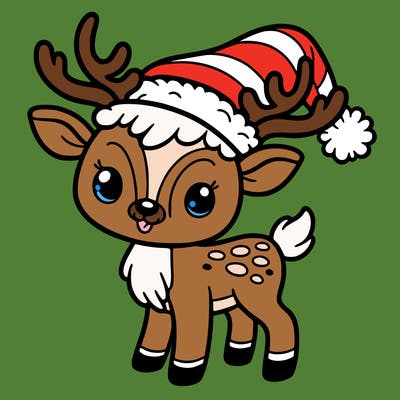 christmas reindeer with santa hat