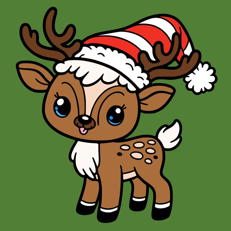 christmas reindeer with santa hat