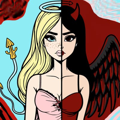 devil vs angel realistic girl