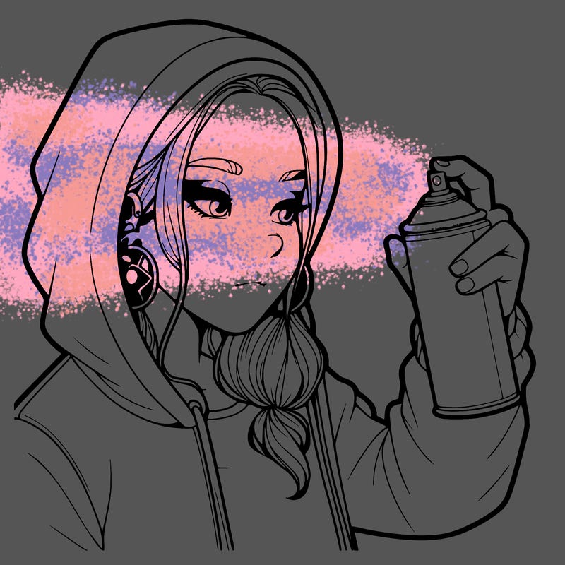 a realistic girl, spray painting