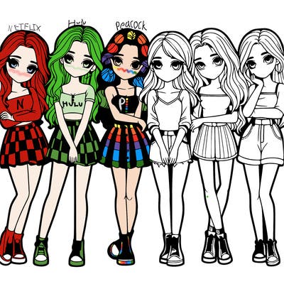 a group of girls realistic