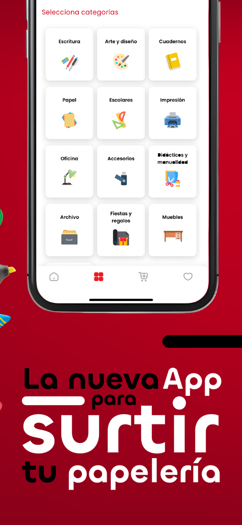 Marchand pAppe - Marchand pAppe mobile app interface showing various stationery and office supply categories