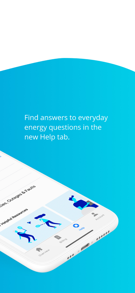 AGL - The help tab within the AGL app showing support resources for energy questions