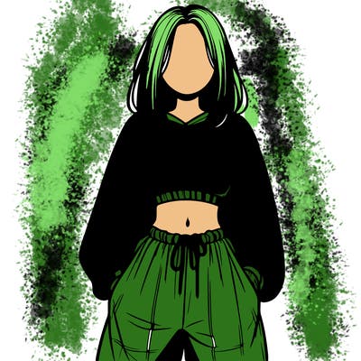 realistic girl faceless with baggy pants and a crop top