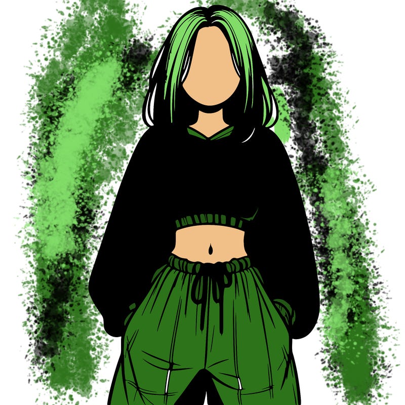 realistic girl faceless with baggy pants and a crop top