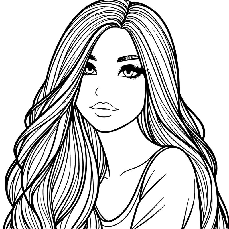 a realistic girl with long hair