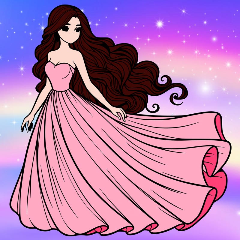 realistic woman with long flowing dress