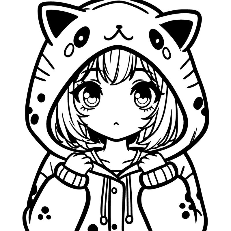 a girl with a animal hoodie