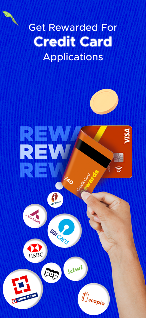 CashKaro - Cashback & Coupons - CashKaro app screen showing rewards for credit card applications from Indian banks like HDFC and SBI.