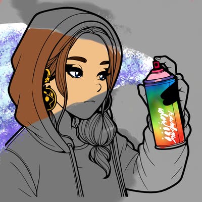 a realistic girl, spray painting