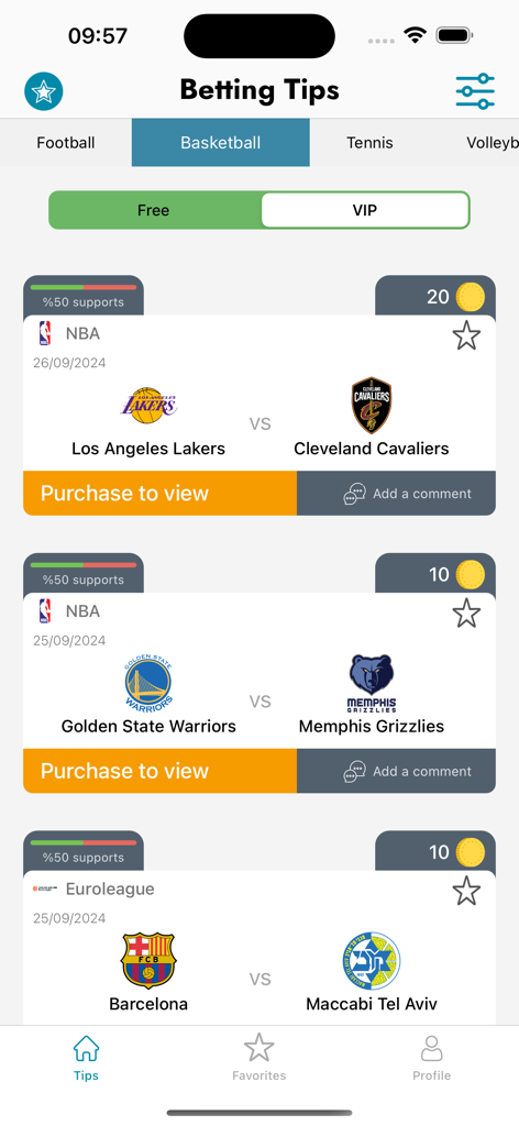 Betting Tips Pro - Screenshot of the Betting Tips Pro app showing premium basketball betting predictions for NBA and Euroleague games