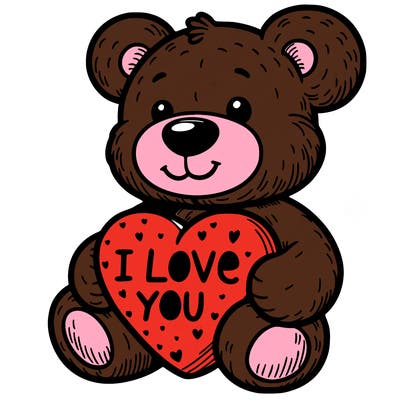 teddy bear holding an i love you heart