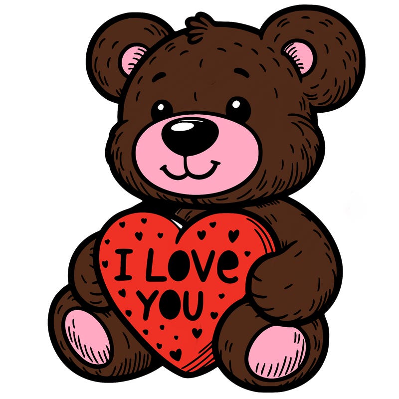 teddy bear holding an i love you heart
