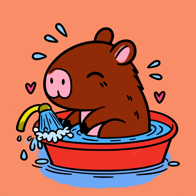 capybara taking a bath