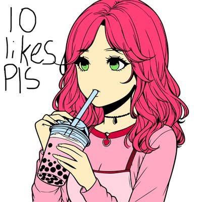 realistic girl drinking boba tea