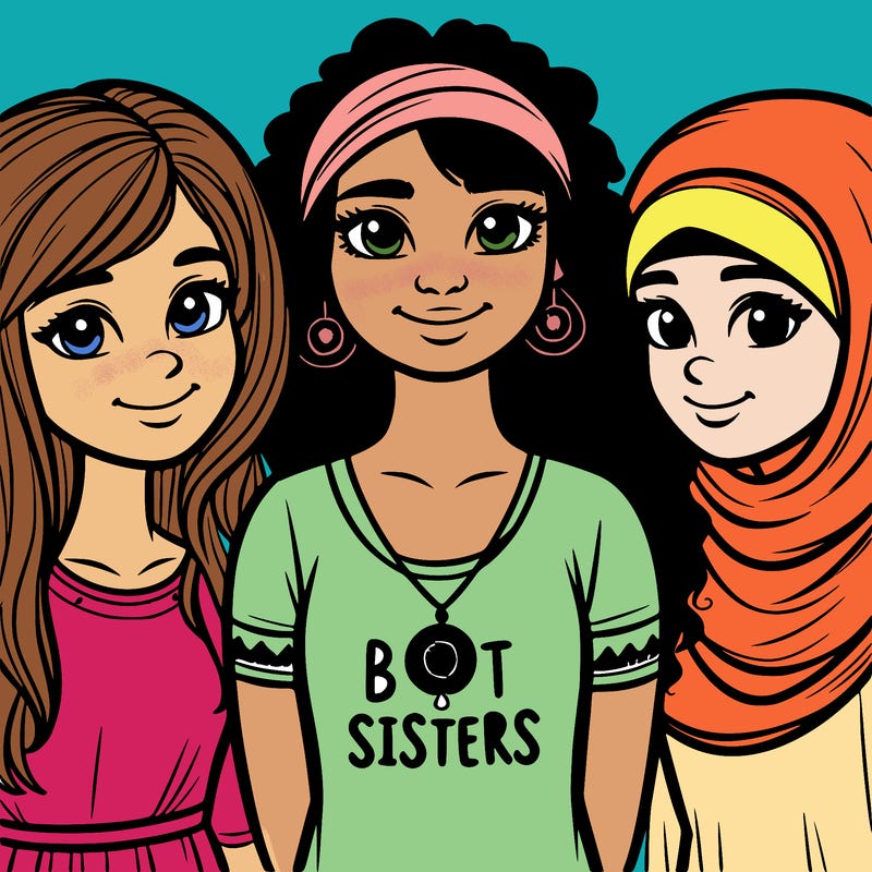 three sisters with a best sisters necklace