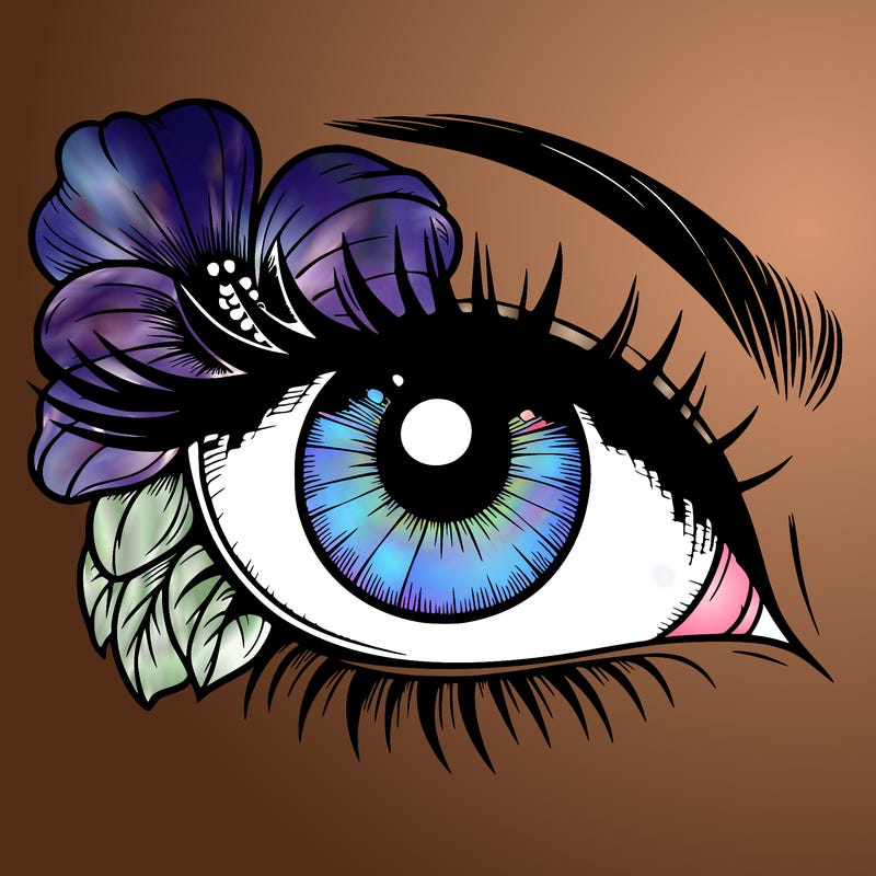 realistic eye with flower