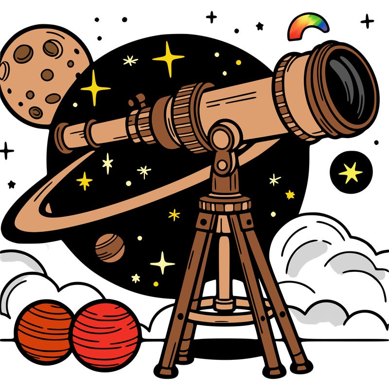 a telescope view with stars and planets
