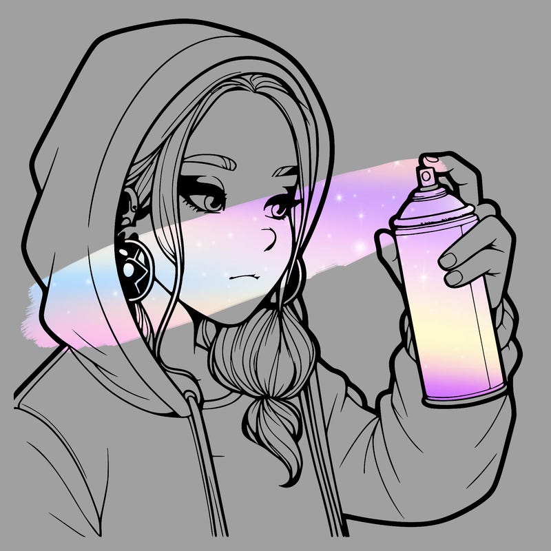 a realistic girl, spray painting