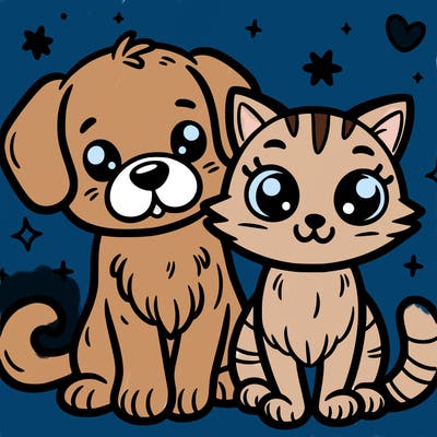 cute dog and cat