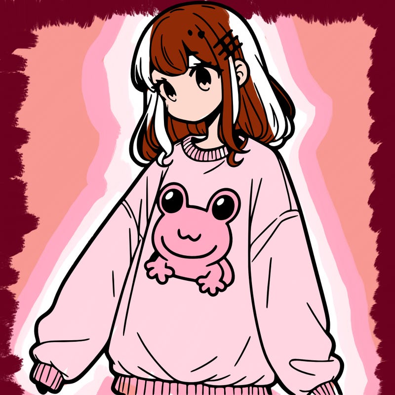 girl wearing frogging sweatshirt