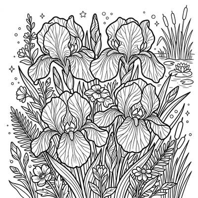 Celebrate the fresh beauty of spring with this exquisite Louisiana Irises coloring page, featuring elegant blooms and vibrant botanical details. Perfect for an artistic escape, this design invites you to bring a lush garden scene to life with your favorite colors.