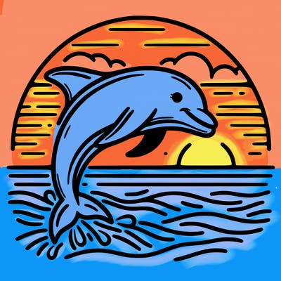 dolphin in a sunset