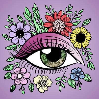 eye with flowers