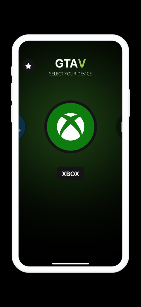 GTA V 치트 앱에서 Xbox 플랫폼 선택 화면