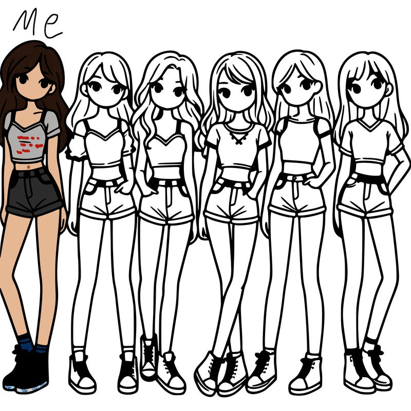 a group of girls wearing crop tops and shorts