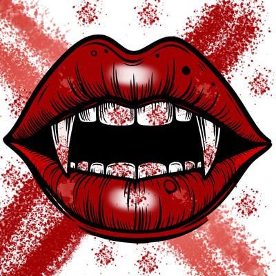 lips with vampire teeth