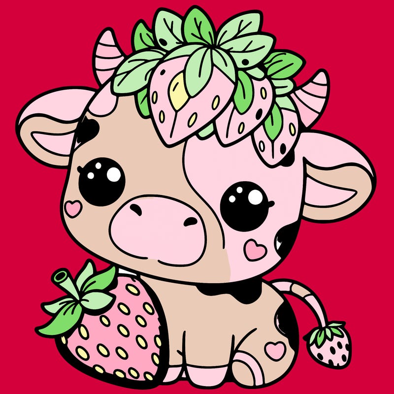 cute strawberry cow