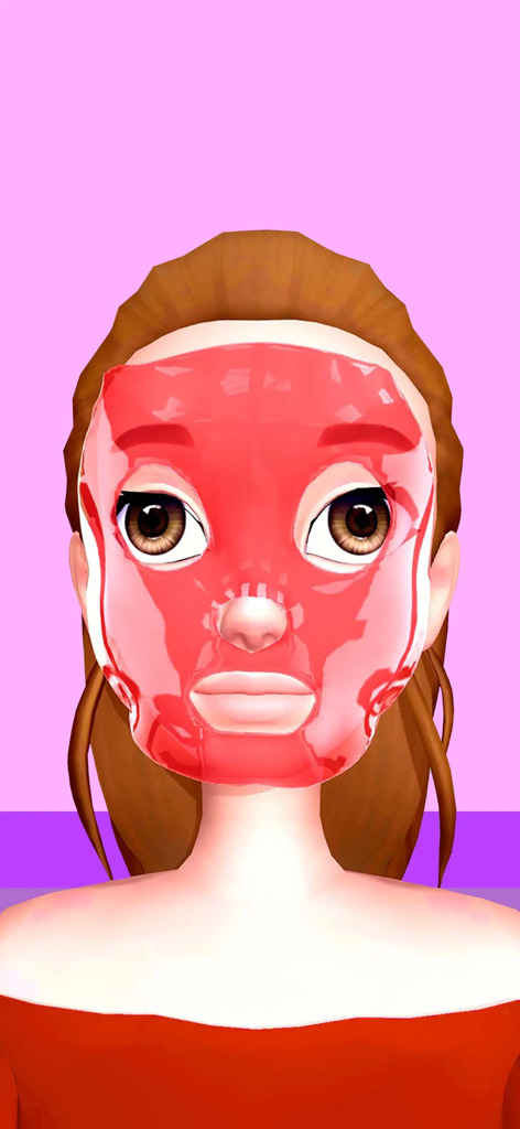 DIY Makeup - A character with a translucent pink DIY face mask in the DIY Makeup mobile game