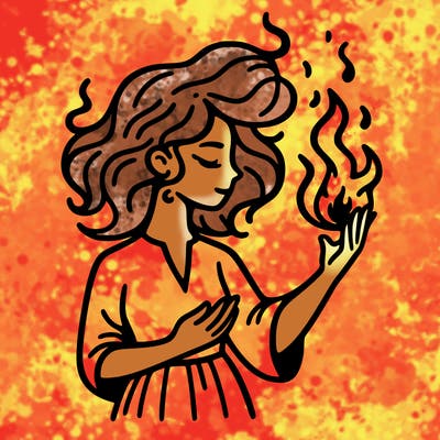 woman with fire
