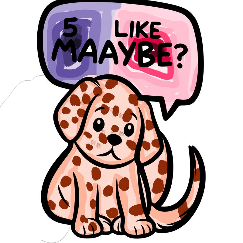 a puppy that says 5 like maybe