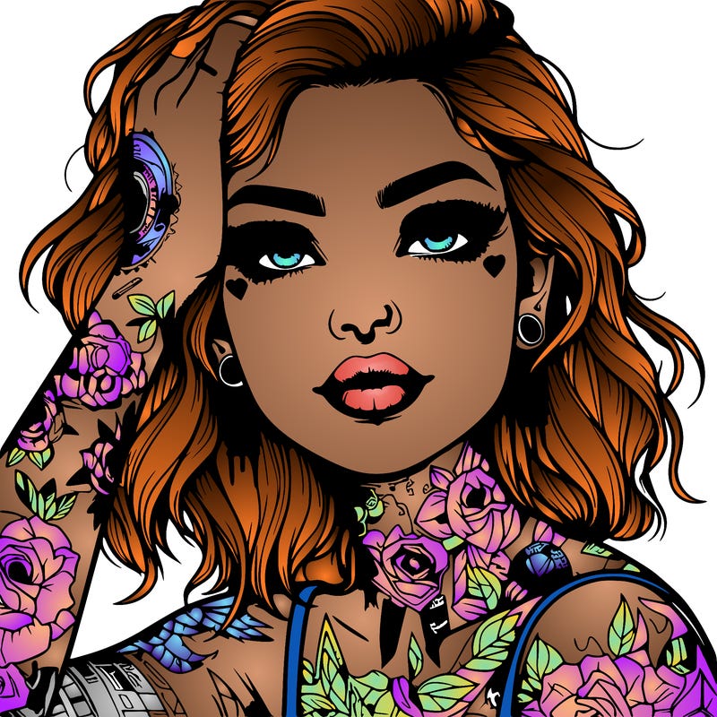 realistic girl with tattoos all over
