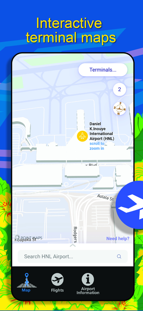 HNL Airport - HNL Airport app interactive terminal map interface