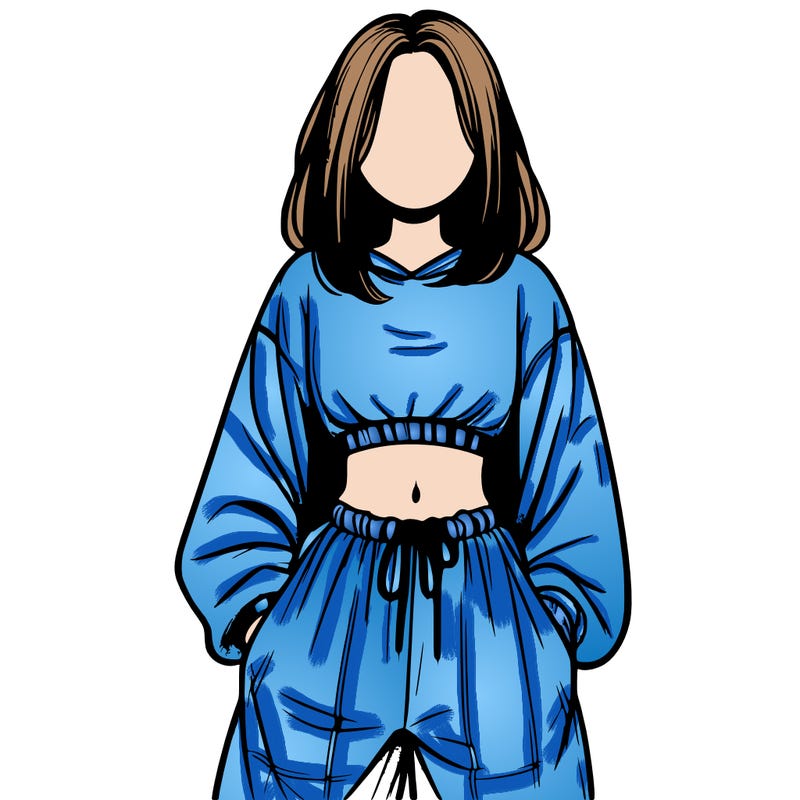 realistic girl faceless with baggy pants and a crop top