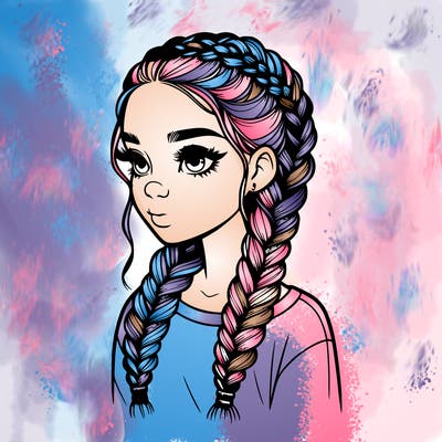 realistic girl with braids
