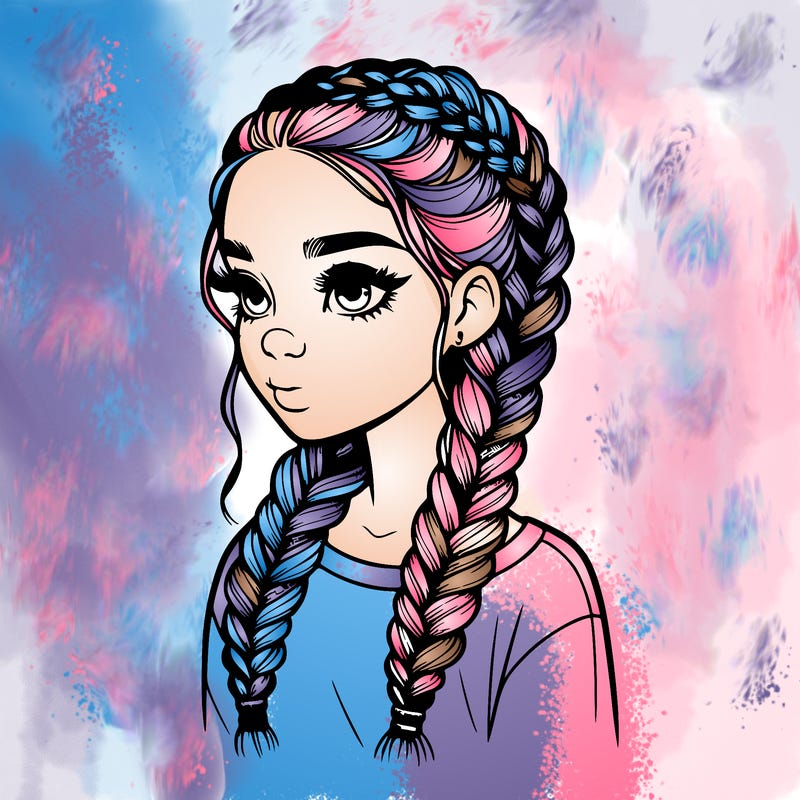 realistic girl with braids