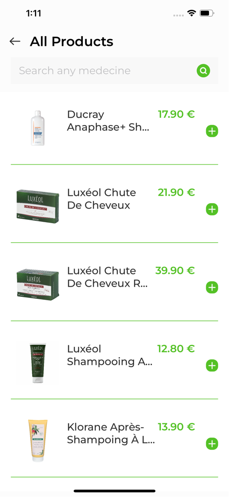 Pharmao - Livraison pharmacie - The All Products screen of the Pharmao app displaying health and beauty items with prices.