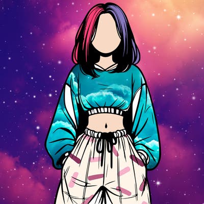 realistic girl faceless with baggy pants and a crop top