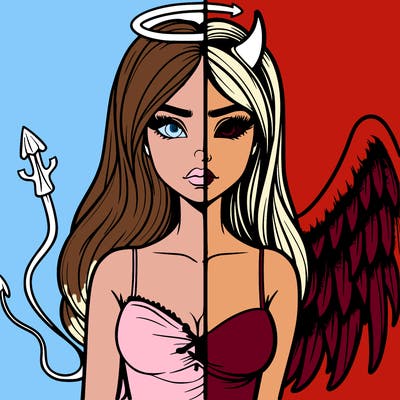devil vs angel realistic girl