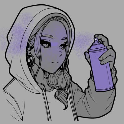 a realistic girl, spray painting