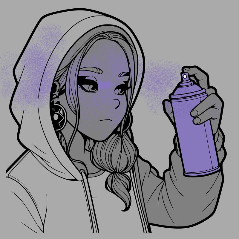 a realistic girl, spray painting
