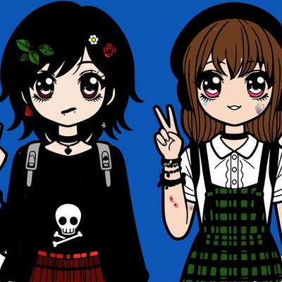 an emo girl and a preppy girl